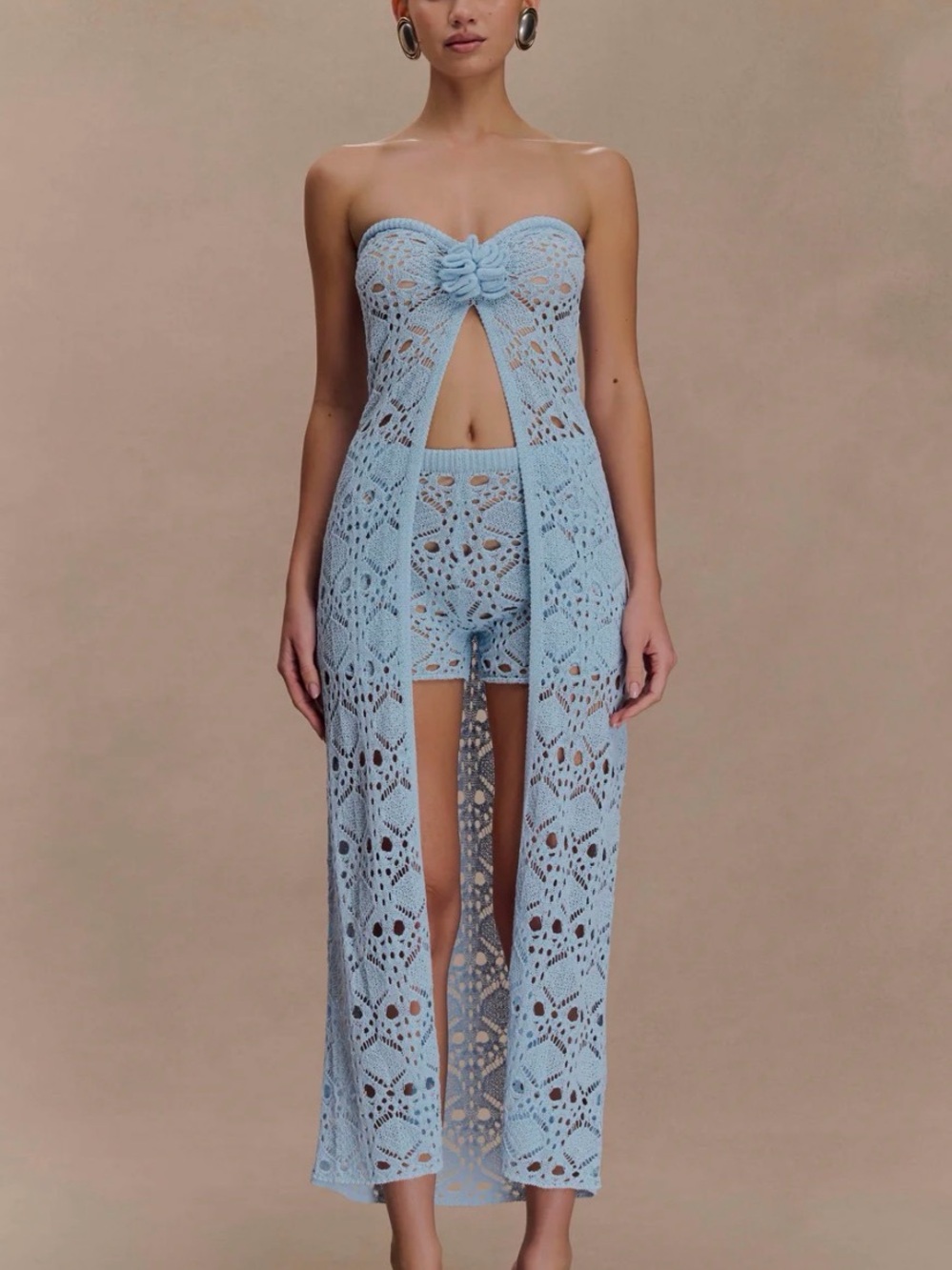 NWT Meshki Aeline Set Crochet in Sky Blue